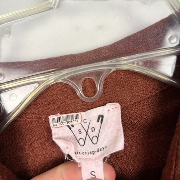 Anthropologie Six Crisp Days Rust 3/4 Sleeve Button Down Belted Linen Jumpsuit S - Picture 5 of 5